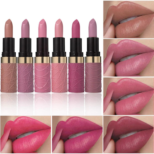 BONNIE CHOICE 6Pcs Matte Lipstick Set Brown Nude Pink Purple Rose Red Matte Lipstick Sets for Women Velvet Lipstick Long Lasting Waterproof 24 Hours Lip Stick Makeup Valentines Day Gift Sets (A)