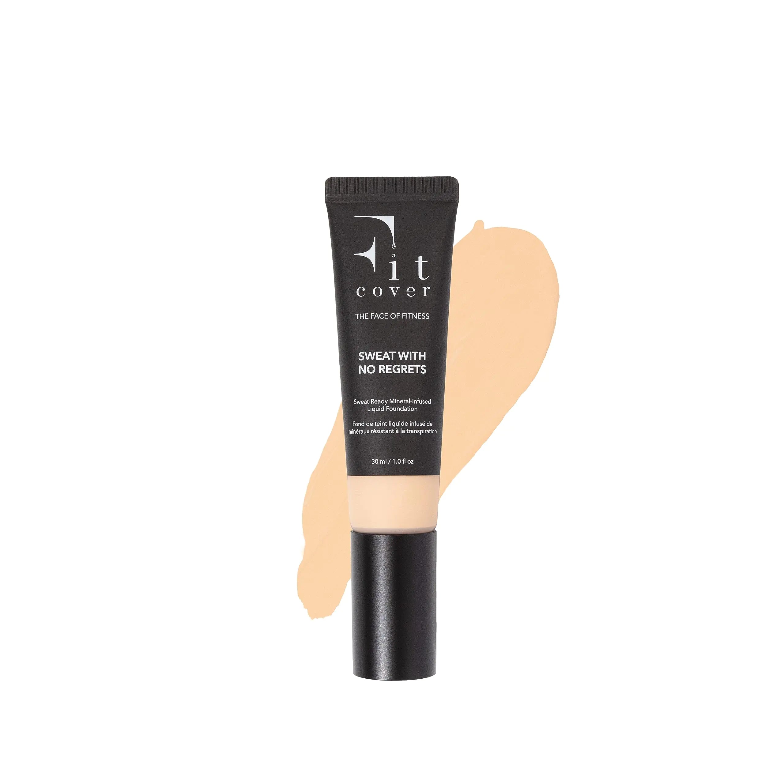 Fitcover Sweat-Proof Liquid Foundation - Long-Lasting Buildable Matte Finish SPF 15+ Mineral-Infused Non-Comedogenic Lightweight 24-Hour Coverage Vegan Make Up (Lift)