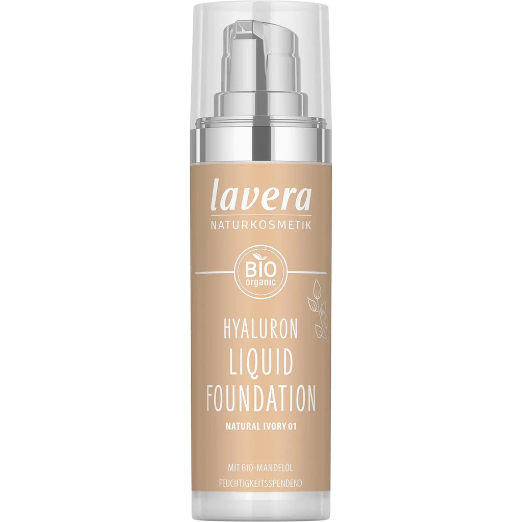lavera Hyaluron Liquid Foundation - Natural Ivory 01 - Foundation Make Up with Hyaluron & Almond Oil for a Flawless Complexion - Face Make Up - PETA Certified - Vegan - Made in Germany - 1 Fl Oz