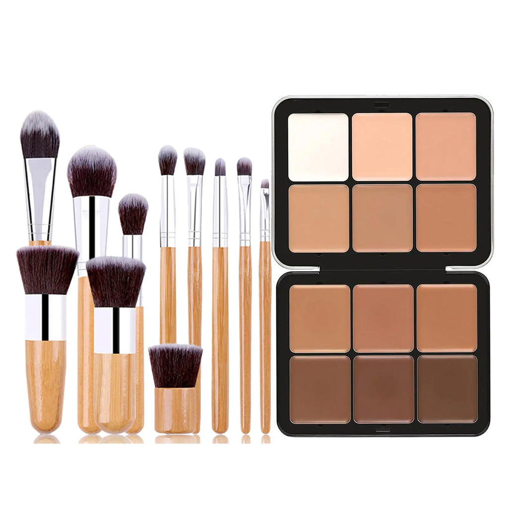 Professional Makeup Cream Contour Palette Joyeee 12 Colours Concearler Full Coverage & Makeup Brush Set Contour Concearler Palette Contouring Face Make Up Gift for Women Girls