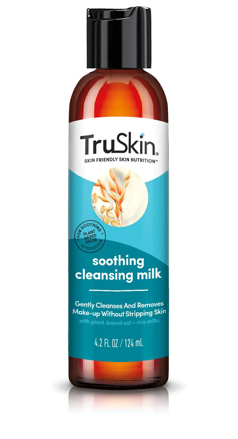 TruSkin Soothing Cleansing Milk for Face – Gentle Facial Cleanser for Sensitive Skin with Plant-Based Rice & Oat Milk plus Hyaluronic Acid - Gently Removes Make-Up Without Stripping Skin 4.2 fl oz