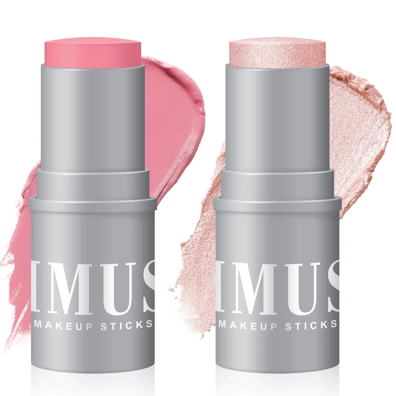 KIMUSE Highlighter Makeup Stick Duo Cream Blush Stick Highlighter Trimming Stick Creamy High Pigmented Long Lasting Vegan Face Make Up Sticks